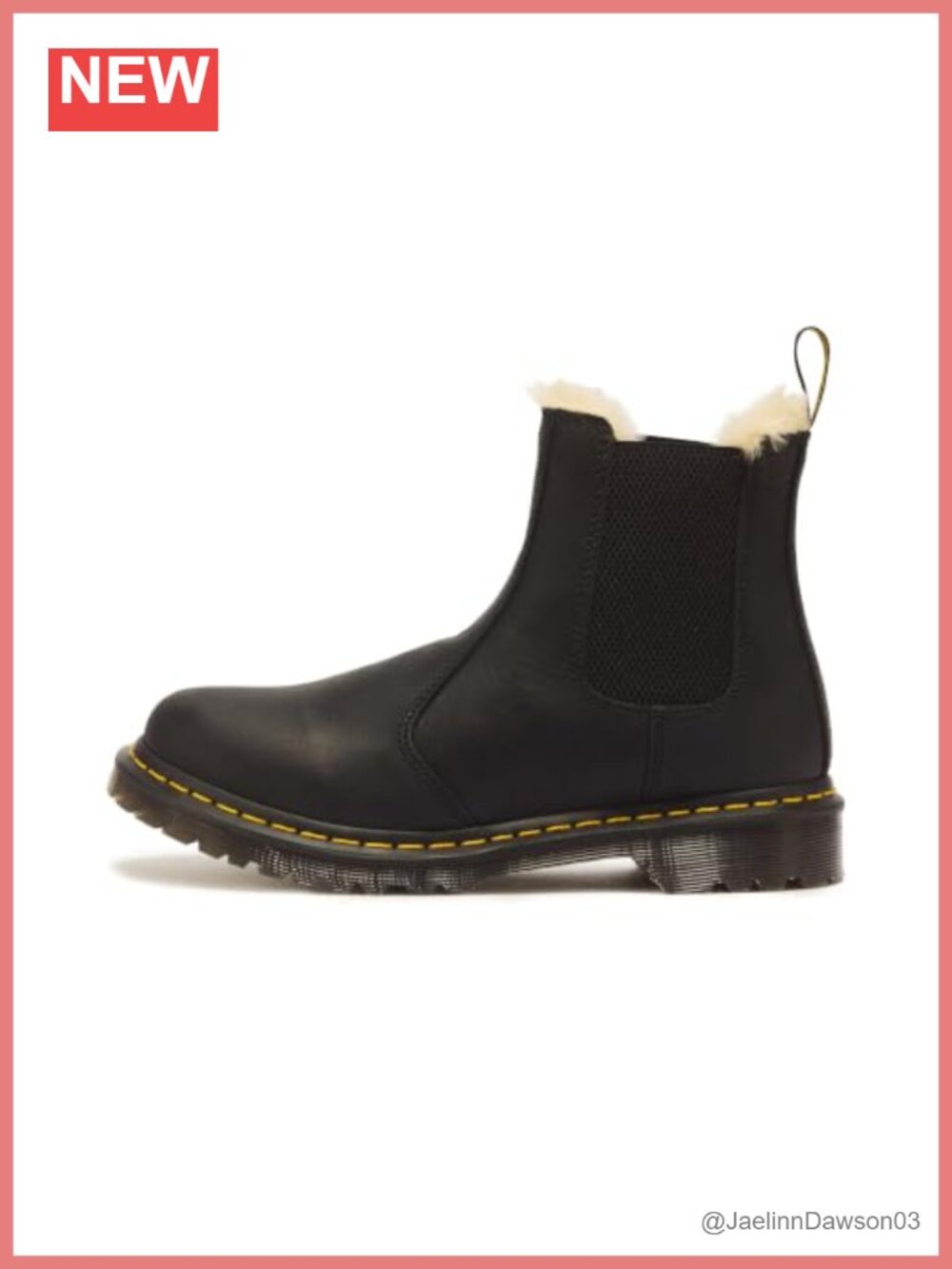 Leather Faux Fur Lined Mid Calf Chelsea Boots Goodyear Welt Pull On